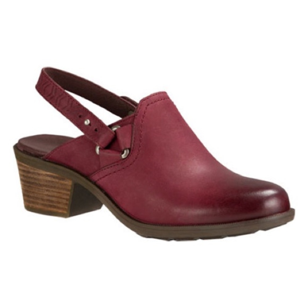 Teva Foxy Slingback Burgundy Clogs Size 8.5 Burgundy Leather Block Heel